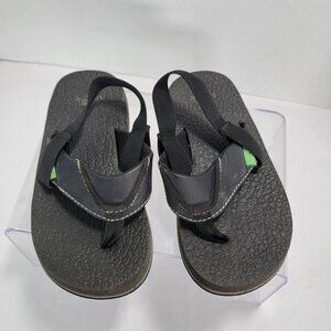 Sanuk Sandals Toddler 11-12 Beer‎ Cozy Slingback Black Comfort Pull On Flats